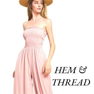 Hem & Thread Pink Wide-Leg Jumpsuit
